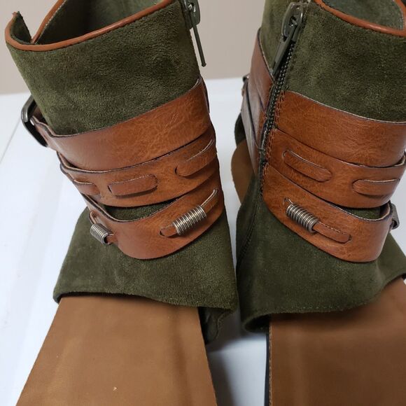 Pierre Dumas Women Sz 10 Two-Tone Olive Brown Gladiator Sandals Summer Hobo NWOB - Picture 4 of 13